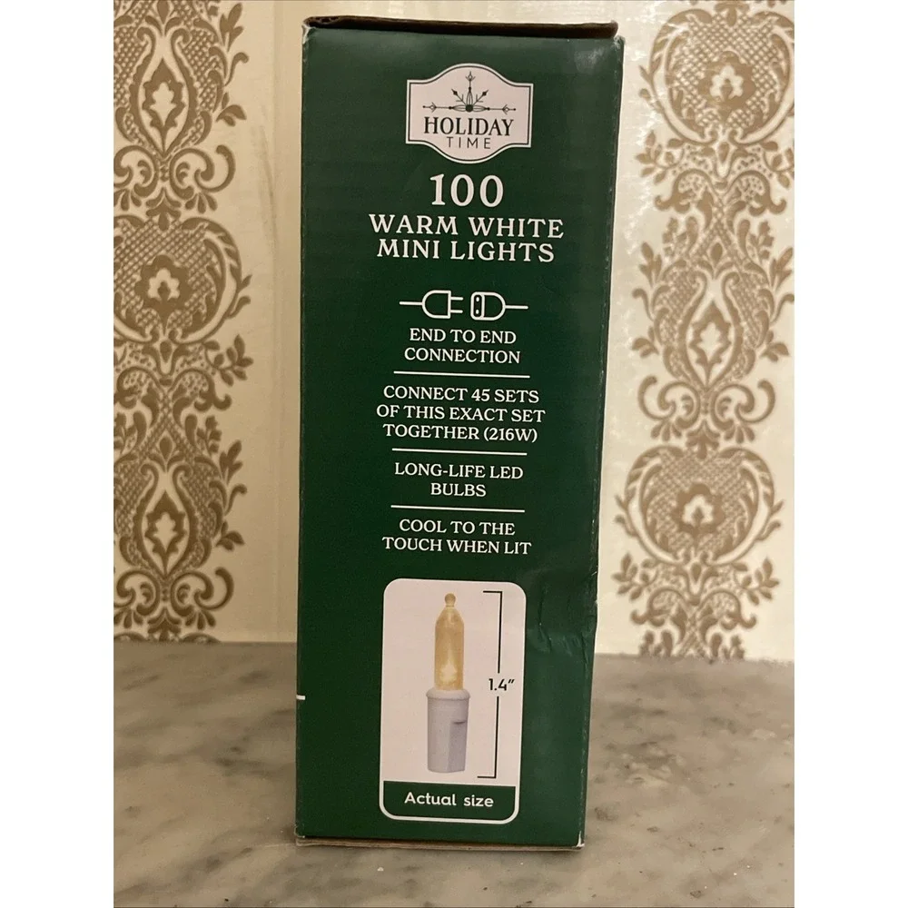 Holiday Time 100-Count Mini Warm White‎ LED Christmas String Lights